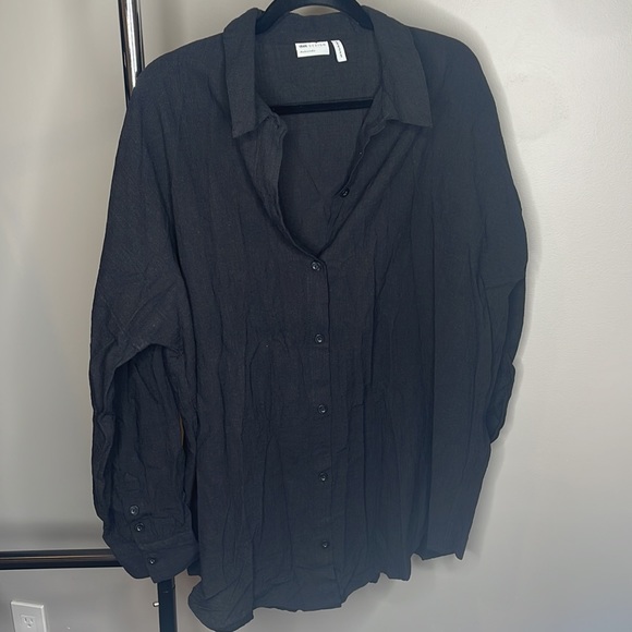 ASOS DESIGN Textured Button Through Beach Shirt In Black NWOT - Picture 5 of 5